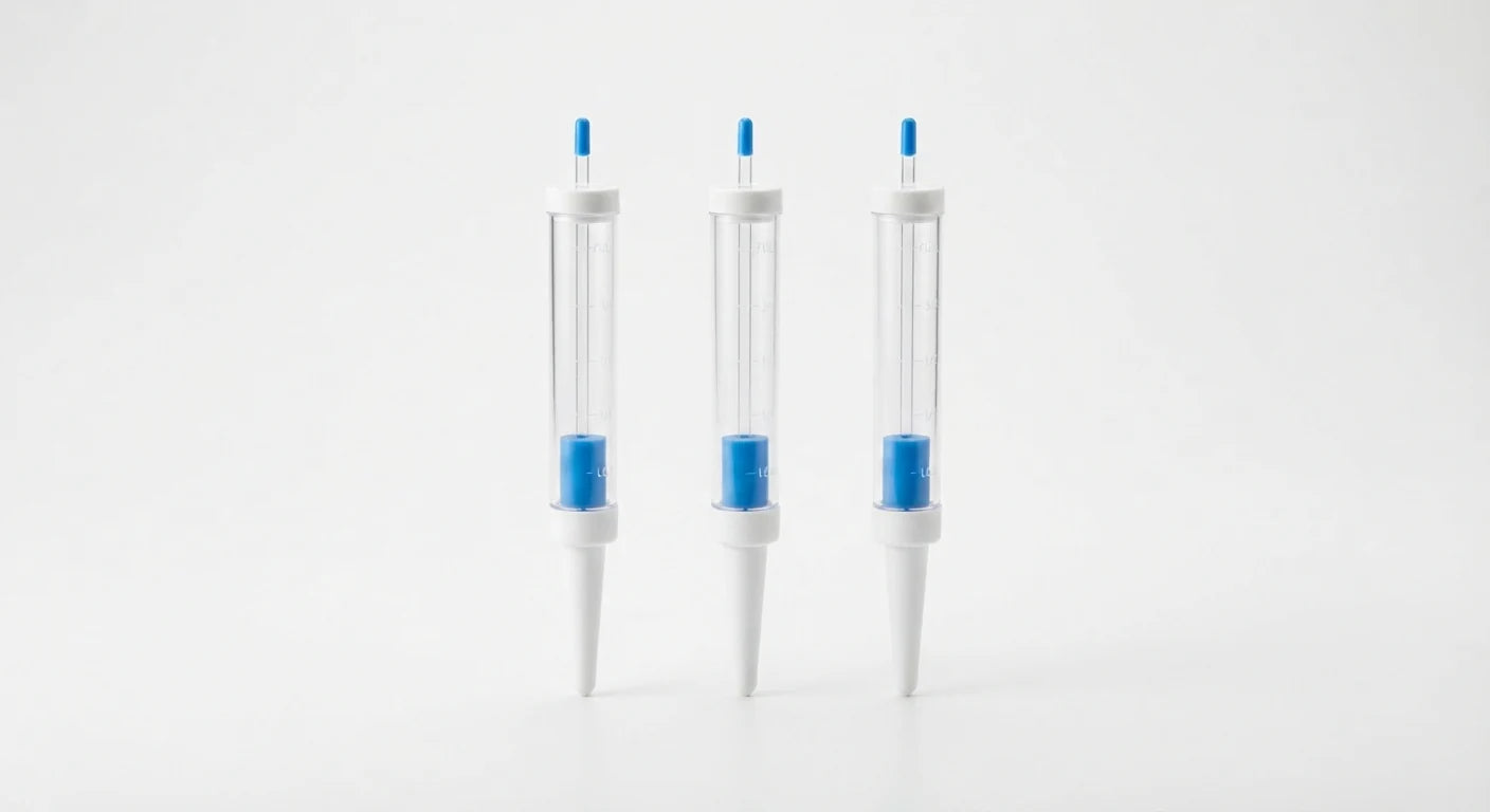 White background image of water level indicator stakes set