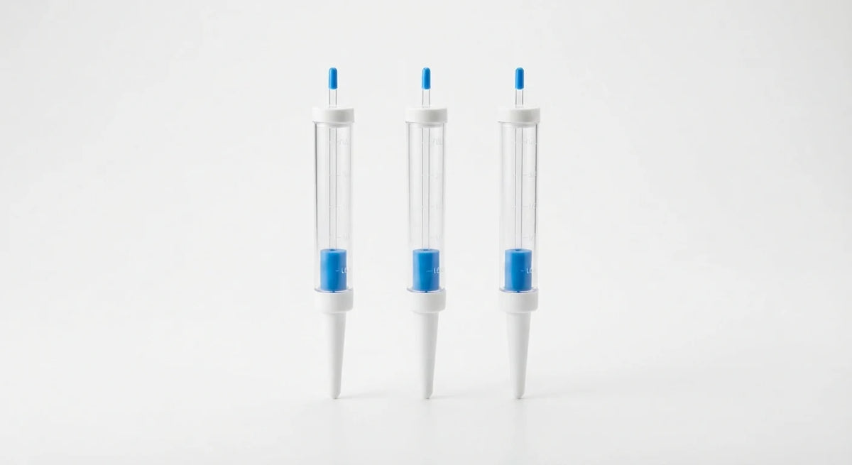 White background image of water level indicator stakes set