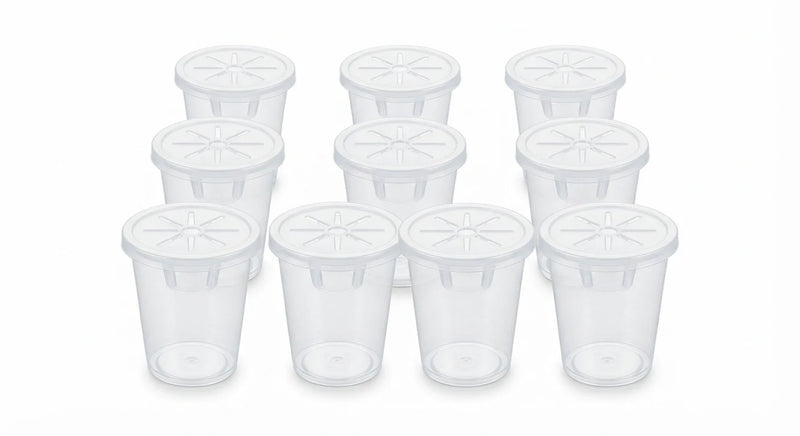 White background image of rooting cups with slotted support lids