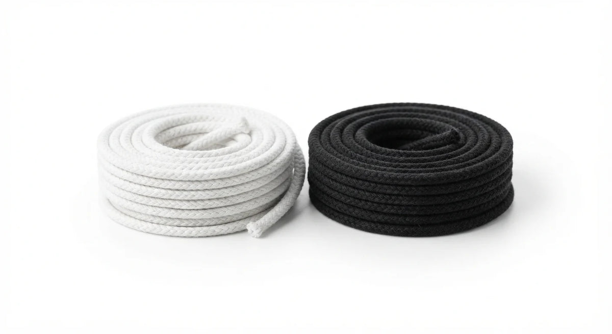 White background image of rolled plant capillary wick cord set