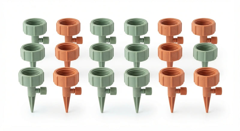 White background image of adjustable drip irrigation bottle caps set