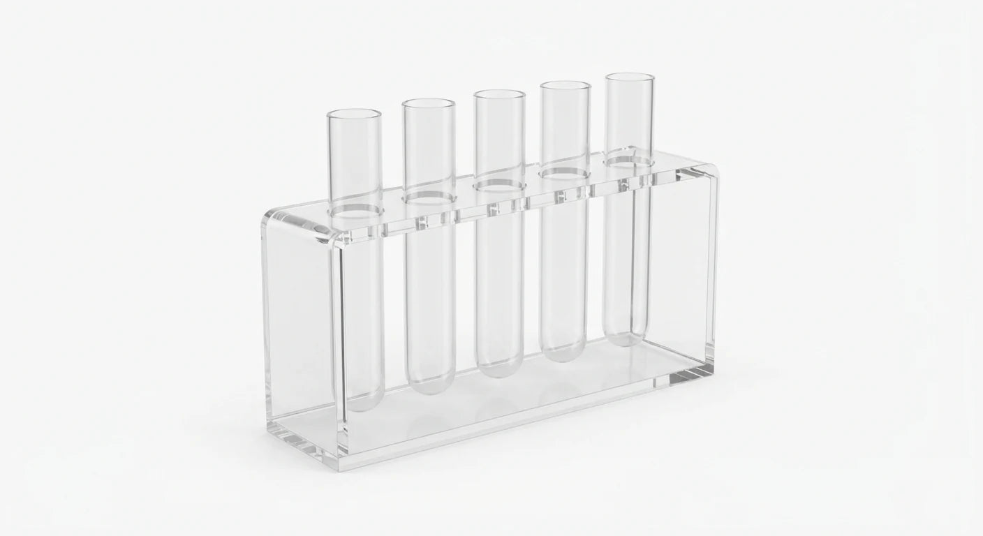 Acrylic Propagation Tube Stand for Plant Cuttings shown in use with an indoor plant setup