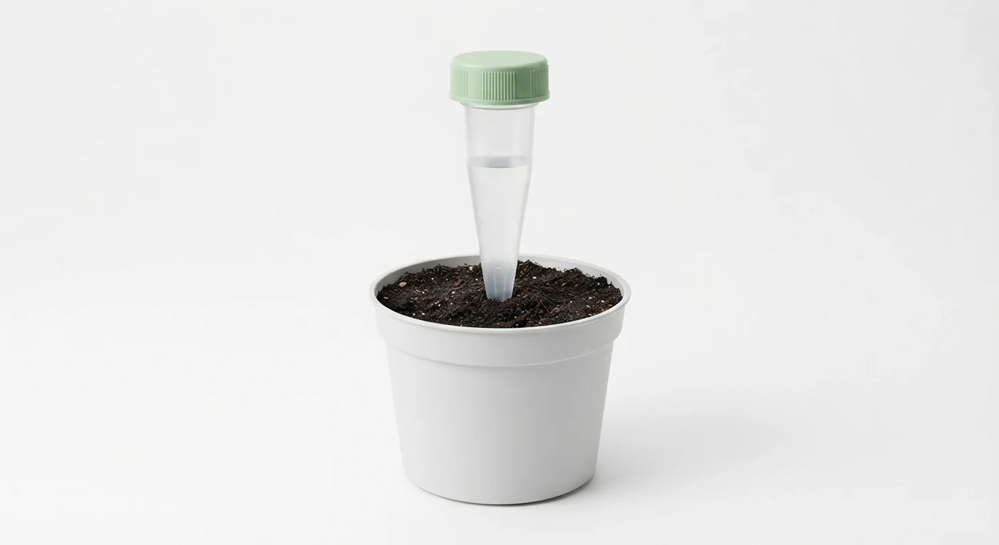 Alternate angle of self-watering plant spikes set for potted plants