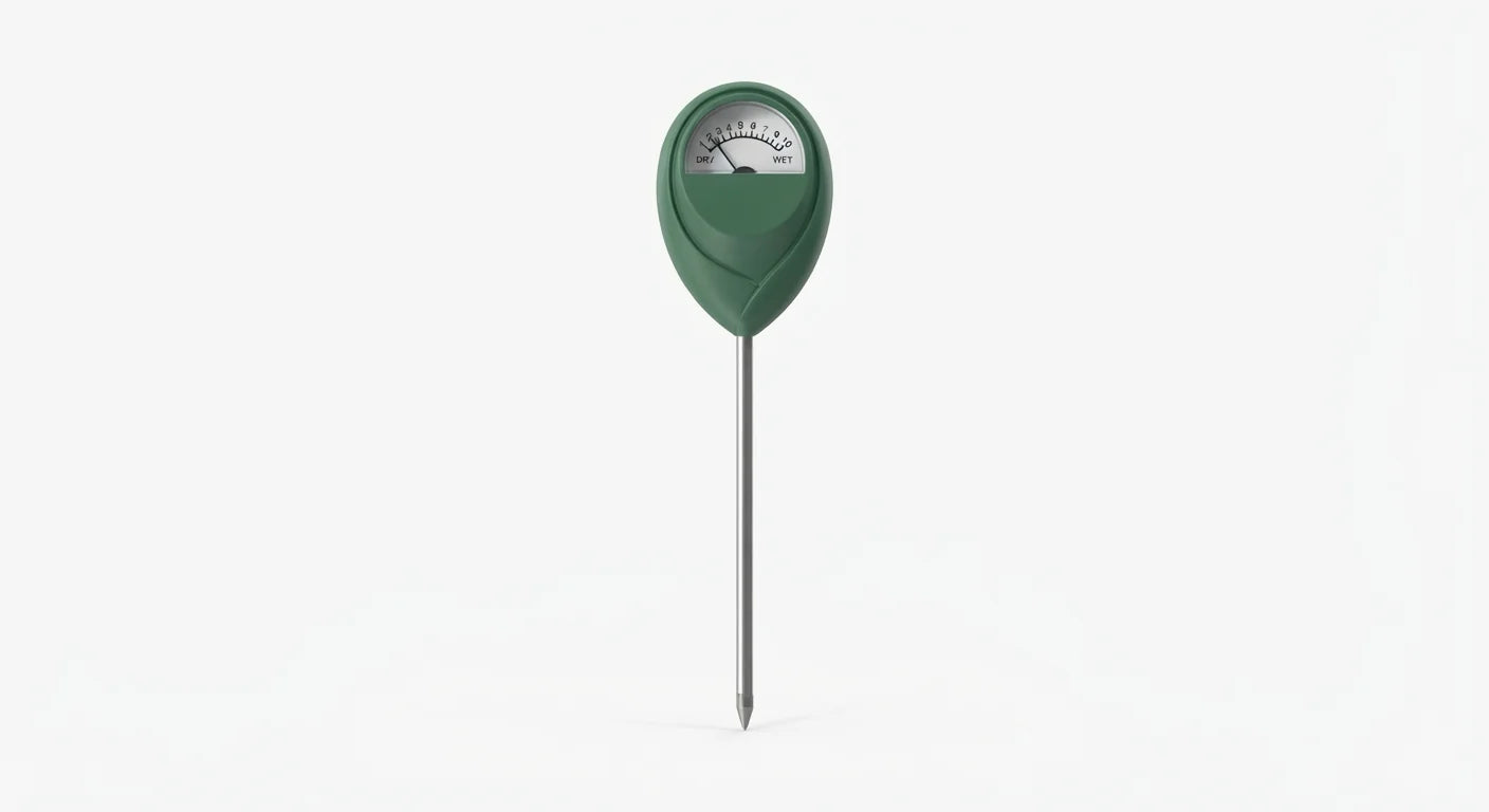 Alternate angle of soil moisture meter for houseplants and container plants