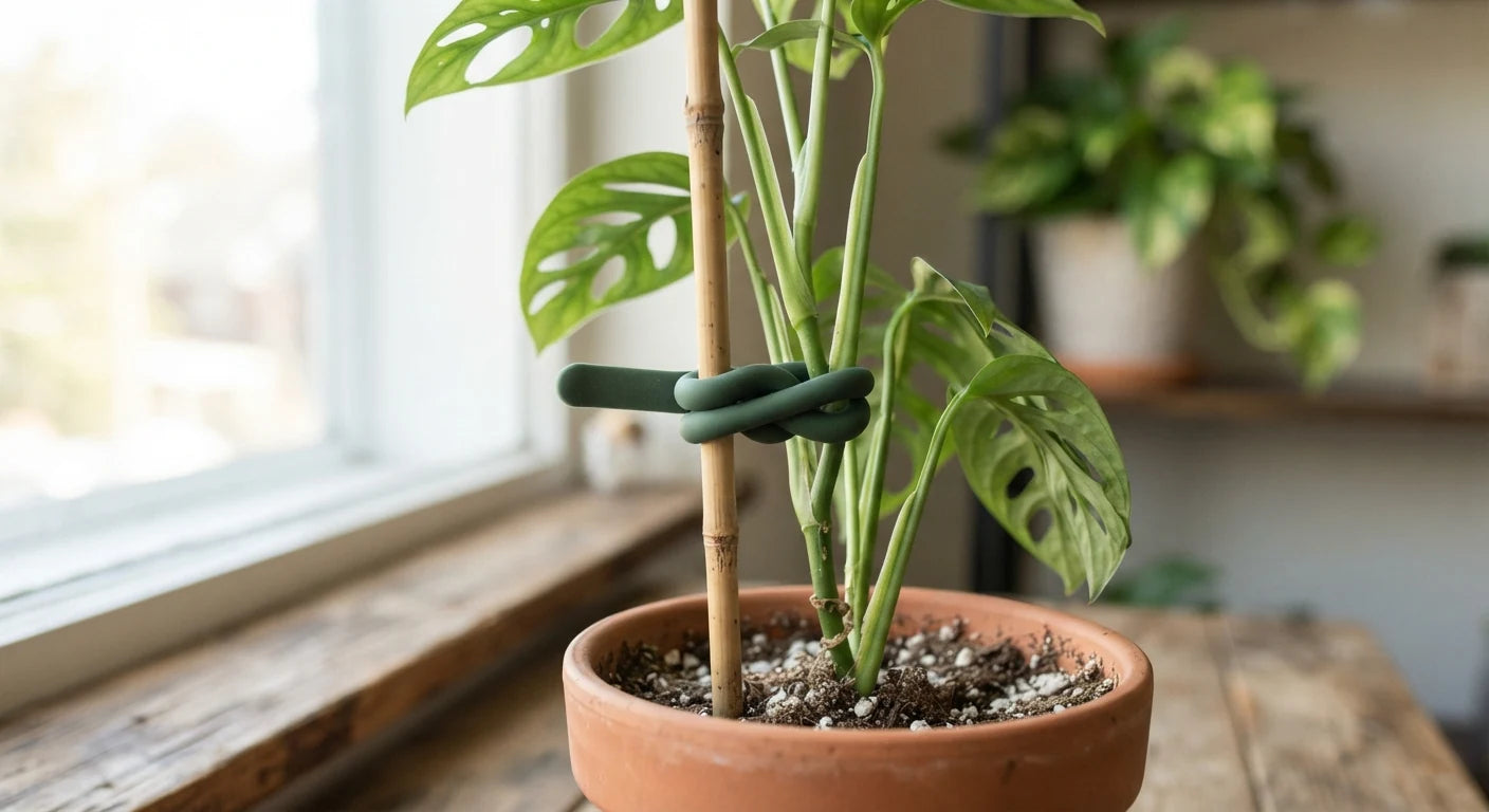 White background image of reusable soft twist plant ties roll