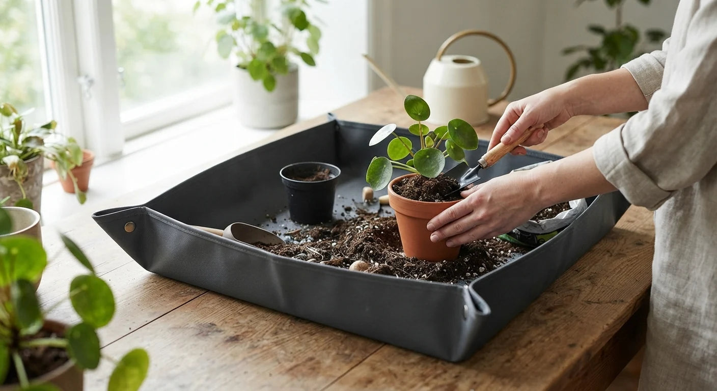 White background image of foldable potting tray