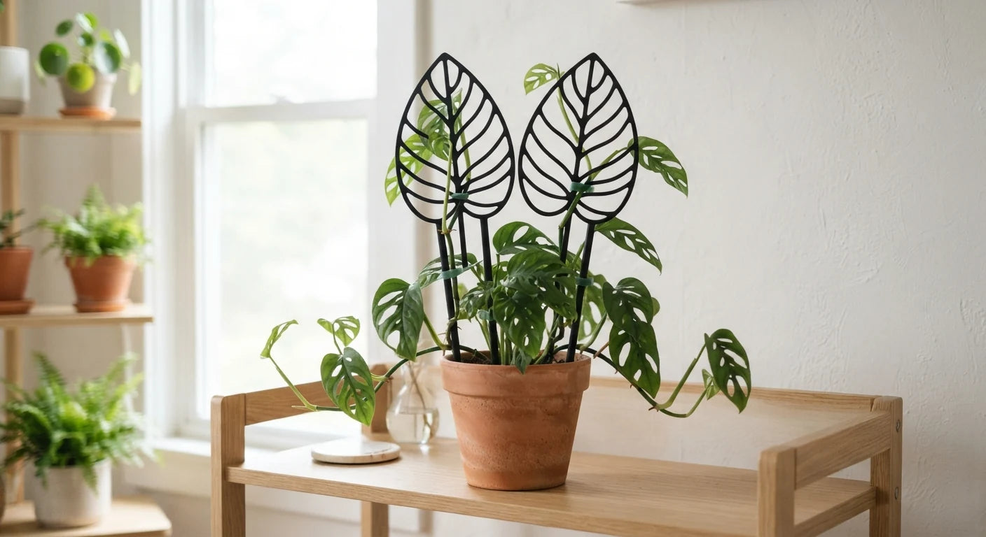 White background image of leaf support trellis set