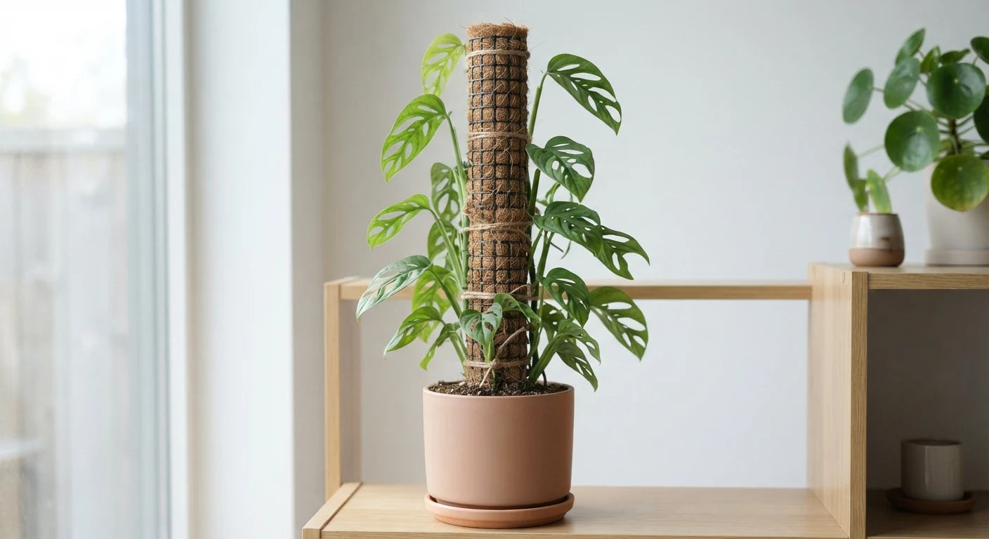 White background image of stackable moss pole set for climbing houseplants